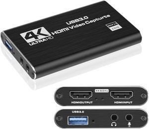IXJYLCPC 4K USB3.0 HDMI capture card Video game live broadcast USB3.0 capture card HDMI capture with Micr & HDMI Loop-Out, Support EDIC HDCP 2.2 Work with PS4/PC/OBS/DSLR/Camera