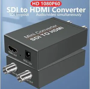 IXJYLCPC SDI (SD-SDI/HD-SDI/3G-SDI) to HDMI Converter SDI in HDMI Out SDI Loopout Support 1080P for Monitor/Camera/Display with us Power Adapter