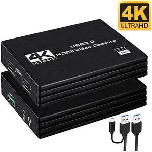 IXJYLCPC 4K Video Capture Card, HDMI to USB/Type-C Live Gamer Capture Card Full HD 1080P 60fps, Ultra-Low Latency for Streaming and Recording, Work with Nintendo Switch, PS5, PS4, Xbox One, PC