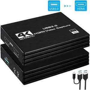 IXJYLCPC Capture Card 1080p 60fps 4K HDMI Video Game Capture Card to USB/Type-C with Mic HDMI Loop-Out Low Latency Record Broadcast Live Streaming Compatible with Nintendo Switch/PS4/PS5/Xbox One