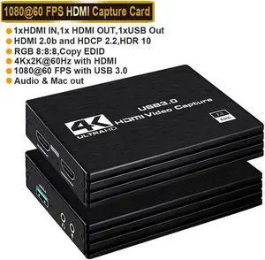 IXJYLCPC 4KVideo Capture Card for Streaming Gaming Capture Card Nintendo Switch HDMI Capture Card HDMI to USB/Type-C Switch Game Capture Card 1080P60FPS Recording Live Streaming Work PS4/5/OBS/PC