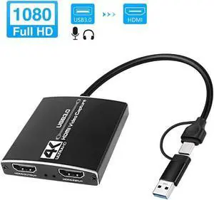 IXJYLCPC 4K30hz Capture Card for Live Streaming 1080P 60FPS Game Capture Card with USB & Microphone HDMI Loop-Out, Capture Card for Recording Works for Nintendo Switch/PS4/OBS/Camera/ PC