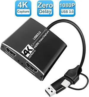 IXJYLCPC 4K Capture Card Audio Video Capture Card with Microphone 4K30HDMI Loop-Out 1080p60fps Video Recorder for Gaming/Live Streaming/Video Conference Game Recording Live Streaming Broadcasting