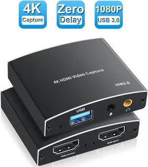 IXJYLCPC 4K60 Capture Card USB 3.0/USB-C HDMI Video Capture Card to USB with Microphone & HDMI Loop-Out, Capture Card 1080p 60fps for Streaming, Compatible with Nintendo Switch/Game Console/Phone