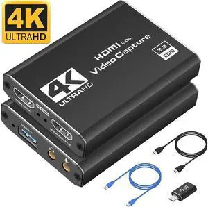 IXJYLCPC 4K Audio Video Capture Card,HD Video Capture,HDMI USB 3.0 Video Grabber Device, 4K 1080P 60FPS for Game Recording, Live Streaming Broadcasting with Mic & HDMI Loop-Out