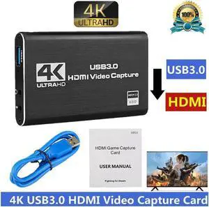 IXJYLCPC Audio Video Capture Card,4KHDMI USB3.0 Capture Adapter Video Converter 1080P60fps Portable Capture Device for Video Game Recording Live Streaming Broadcasting,Support PS4 Xbox One Camera