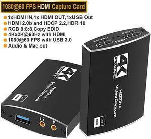 IXJYLCPC HDMI to USB3.0/Type-C Video Capture Card with Mic & 3.5mm Audio HD 4K@60Hz Video 1080P 60fps Board Game Record For Live Streaming Video Recording