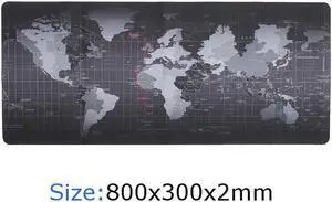 IXJYLCPC Gaming Mouse Pad Extended Mouse Map Mat(World Map L 31.50 in * W 11.81 in,2mm),Nonslip Base,Thick,Comfy,Waterproof and Foldable Mat for Desktop,Computer,Laptop,Keyboard,Consoles, Black