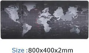 IXJYLCPC Gaming Mouse Pad Extended Mouse Map Mat(World Map L 31.50 in * W 15.75 in,2mm),Nonslip Base, Thick, Comfy, Waterproof and Foldable Mat for Desktop,Computer,Laptop,Keyboard,Consoles,Black