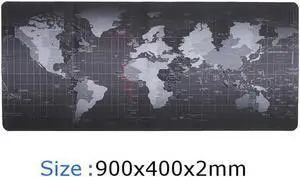IXJYLCPC Gaming Mouse Pad Extended Mouse Map Mat(World Map L 35.43 in * W 15.75 in,2mm),Nonslip Base, Thick, Comfy, Waterproof and Foldable Mat for Desktop,Computer,Laptop,Keyboard,Consoles,Black