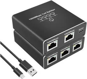 IXJYLCPC Gigabit Splitter Adapter,RJ45 Ethernet Splitter 1 to 4 Network Adapter(4 Devices Surf Internet Simultaneously) Works for Cat5e/Cat6/Cat7/Cat8 Connector LAN Internet