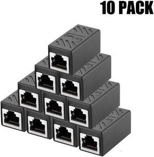 IXJYLCPC 10-pack Female to Female Network LAN Connector Adapter Coupler Extender RJ45 Ethernet Cable Extension Converter-Black