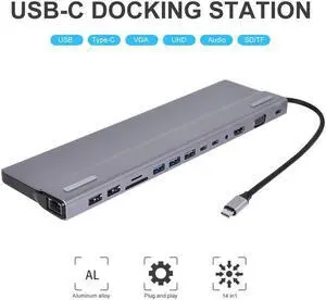 IXJYLCPC 14 in 1 Docking Station, USB C Hub Type C Multiport Adapter for MacBook Pro/Air, Mac Dongle with HDMI, Gigabit, VGA, PD Port, 5 USB 3.0/2.0, SD/TF Card Reader and Mic/Audio,87W Power Delivery