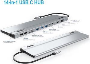 IXJYLCPC USB C to HDMI Multiport Adapter 4k, 14 in 1 USB C Dongle with 87W Power Delivery,5 USB 3.0/2.0 Ports, SD/TF Card Reader, Gigabit,Audio Port Compatible with MacBook Ipad XPS and More+