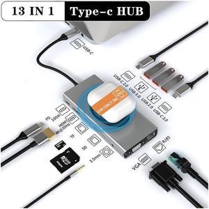 IXJYLCPC USB Type C HUB with to VGA HDMI, RJ45 Ethernet, USB3.0 Ports,USB-C Data Port, SD/TF,Wireless Charging Multiport Adapter Docking Station Dongle for MacBook Air Pro and More