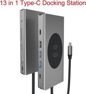 IXJYLCPC USB C Hub, 13 IN 1 USB C Hub Multiport Adapter, USB C to 4K HDMI, 100W PD,USB-C Port,RJ45 Ethernet,Wireless Charging, USB3.0, SD/TF Type C hub for MacBook Pro/Air, XPS, and USB C Devices