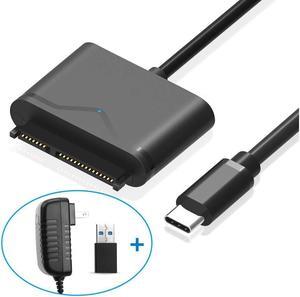 IXJYLCPC SATA to USB 3.0&Type-C, SATA III Cable Hard Drive Adapter Converter for Universal 2.5/3.5 SATA HDD/SSD Hard Drive Disk and SATA Optical Drive, Include 12V/2A Power Adapter, USB 3.0 Adapter
