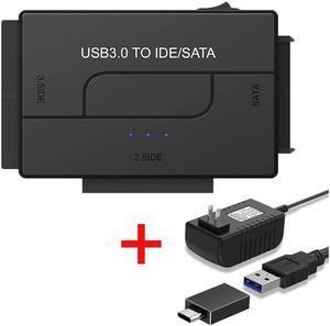 IXJYLCPC USB 3.0 to IDE and SATA Converter External Hard Drive Adapter Kit for 2.5"/3.5" SSD/HDD, Support Max 6TB, Auto-Sleep Mode with 12V/2A Power Adapter