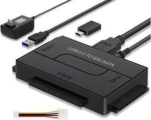 IXJYLCPC SATA/IDE to USB 3.0 Adapter, Hard Drive Reader Adapter Ultra Recovery Converter for 2.5" 3.5" HDD/SSD, USB to SATA/IDE with 12V Power Adapter