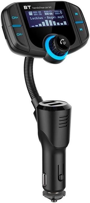 IXJYLCPC Bluetooth Car FM Transmitter Audio Adapter Receiver Wireless Handsfree Voltmeter Car Kit TF Card AUX USB 1.7 Display with QC3.0/2.4A Quick Charger- BT70