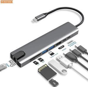 IXJYLCPC 8 in 1 USB-C Hub Adapter Type-C Kabel naar 4K 60hz Converter Ethernet 3.0 USB C 8 IN 1 Hub USB Charging Station Docking