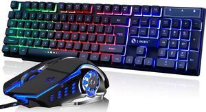 IXJYLCPC GTX300 RGB Gaming Keyboard and Colorful Mouse Combo, USB Wired LED Backlight Gaming Mouse and Keyboard for Laptop PC Computer Gaming and Work, Letter Glow, Mechanical Feeling