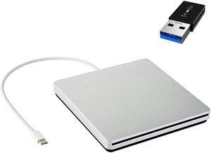 IXJYLCPC External CD/DVD Drive, USB-C/USB3.0 Portable DVD CD+/-RW Drive Slim DVD/CD ROM Rewriter Burner Writer, High Speed Data Transfer Pro Laptop/Desktop Windows/Vista/7/8/10, Mac OSX and Linux