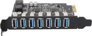 IXJYLCPC Pcie USB Card Pcie USB 3.0, 7 Port Pcie Expansion Card 7 Ports USB 3.0 5Gbps High Speed Transmission Stable Power USB 3.0 Front Expansion Card