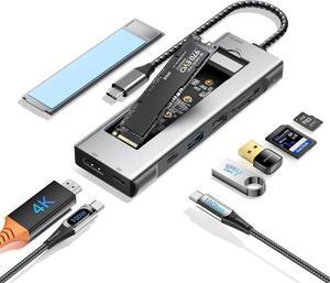 IXJYLCPC USB C Docking Station with M.2 SSD Enclosure, 8 in 1 Multiport USB Type C HUB with 4K HDMI Video, PD 100W, TF/SD Slot, USB 3.1 Type A 10Gbps, USB-A, 10Gbps USB C for MacBook Air/Pro