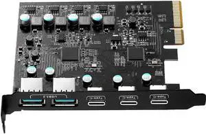 IXJYLCPC 10Gbps PCIe to USB3.2 Gen 2 (3X USB C - 2X USB A) Expansion Card,PCI Express Internal USB 3.2 Hub Converter for Desktop PCS Riser Card
Limited time offer, ends