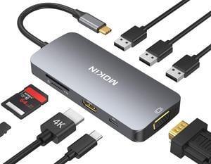 MOKIN USB C Hub Multiport USB C Adapter for MacBook Pro 2021 2020 USB C Hub USB C to HDMI VGA SD TF Card Reader 3USB 3.0 and USB C Power Pass-Through Port