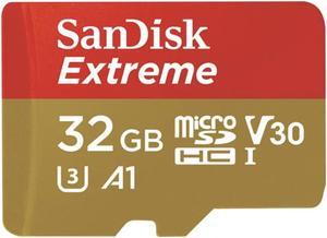 32GB SanDisk Extreme MicroSDHC UHS-I Memory Card With Adapter - 100MB/s, U3, V30, 4K UHD, A1, Micro SD Card - SDSQXAF-032G-GN6MA