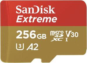 256GB SanDisk  Extreme MicroSDHC UHS-I Memory Card With Adapter - 160MB/s, U3, V30, 4K UHD, A2, Micro SD Card - SDSQXA1-256G-GN6MA