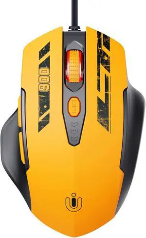 Wired Mouse, USB Wired Mouse with 6 Buttons Ergonomic Design,1.5M USB Cable Computer Mouse Gaming Mice 7200DPI Optical USB Mouse for PC Laptop, Yellow