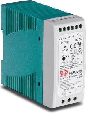 TRENDnet 60 W Single Output Industrial DIN-Rail Power Supply, Universal AC Input, Extreme -20 to 70 °C (-4 to 158 °F) Operating Temp, TI-M6024