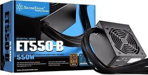 SilverStone Technology 550 Watt 80 Plus Bronze ATX PSU with Flat Black Cables ET550-B Power Supply, SST-ET550-B