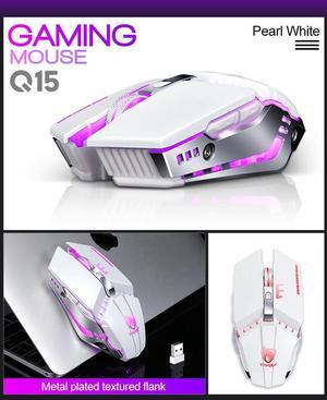 T- Wolf Q15 wireless silent mechanical gaming light mouse pearl white
