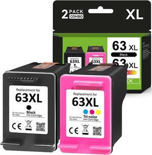 2 PACK 63XL F6U64AN F6U63AN for 63 Officejet 3830 5255 3832 5258 4650 printer