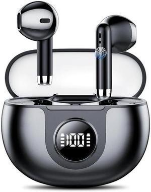 Wireless Earbuds Bluetooth V5.3 Headphones 60H Playback Deep Bass Stereo Ear Buds with LED Power Display Charging Case IPX7 Waterproof Earphones with Mic Headset for Laptop Pad Android/iOS Phones