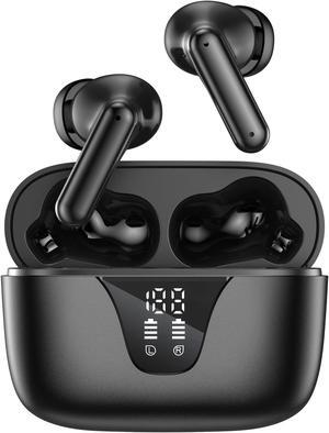 Wireless Earbuds, Bluetooth 5.3 Headphones 50H Playtime with LED Digital Display Charging Case, IPX5 Sweatproof Cordless Earphones with Microphone for iPhone Android Phone Laptop Sports