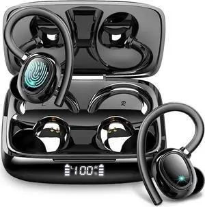 Wireless Earbuds Bluetooth Headphones 48hrs Play Back Sport Earphones with LED Display Over-Ear Buds with Earhooks Built-in Mic Headset for Workout