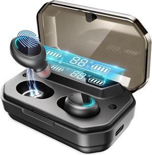 Wireless Earbuds Bluetooth 5.0 Headphones IPX7 Waterproof TWS Deep Bass Stereo Noise Cancelling Headset in Ear W/ 140H Playtime Mic USB-C Charging Case LED Battery Display for Sport Android/iOS