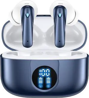 Wireless earbuds, Bluetooth headset 60 hours of battery life with noise cancellation Clear calls Built-in microphone IPX7 waterproof V5.4 Bluetooth earbuds Stereo earbuds for sports and work