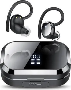 Wireless Earbuds 120Hrs Bluetooth 5.3 Headphone Sport, 2024 Bluetooth Earbuds Stereo Deep Bass Over Ear Bud with Earhooks, ENC Noise Cancelling Mic, IPX7 Waterproof Earphone for Workout/Running
