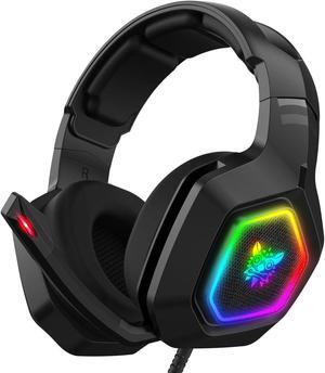 Gaming Headset,Stereo Bass Surround RGB Noise Cancelling Over Ear Headphones with Mic,for PS4 PS5 Xbox One PC Nintendo Switch Tablet Smartphone