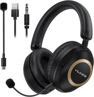 Wireless Headphone with Noise-Cancelling Mic, Ear Monitor Headsets over-Ear Bluetooth Rechargeable for Conference, Call, Reading, Singing