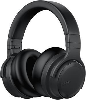 Bluetooth Headphones Active Noise Cancelling Headphones Wireless Headphones Over Ear with Mic Deep Bass, Comfortable Protein Earpads, 30 Hours Playtime for Travel/Work, Black