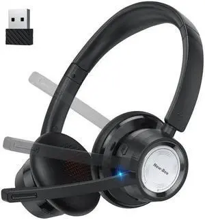 Wireless Bluetooth Headset W/Noise Cancelling Mic Mute Button for Work/PC/Office/Zoom/Skype
