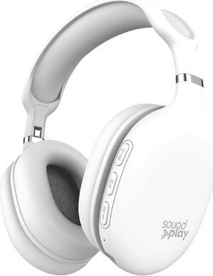 Wireless Headphones, Bluetooth Over-Ear Headset with Built-in Mic, White