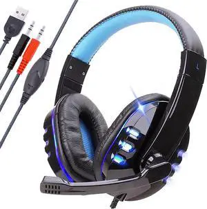 Gaming Headset Fit for PS4, PS5, PC, Xbox One, EEEkit Over Ear Headphones with Stereo Surround Sound, Noise Cancelling Mic, Soft Ear Pads Fit for Laptop Tablet Mobile Phone Computer